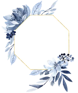 海军蓝金线水彩花卉素材 海军蓝金线水彩花卉素材