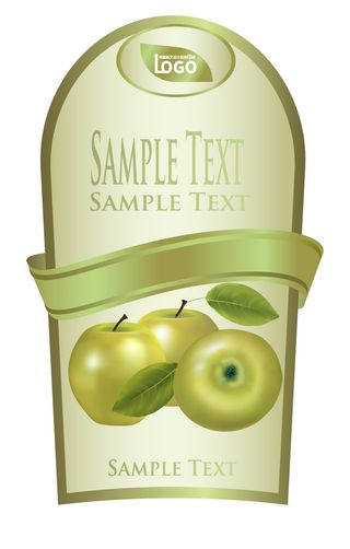 青苹果异型不干胶标签瓶贴纸