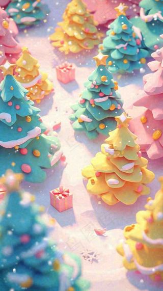 圣诞节礼物温馨圣诞树缤纷彩色节日雪花浪漫