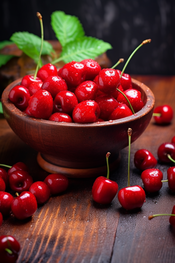 碗装车厘子樱桃水果摄影图