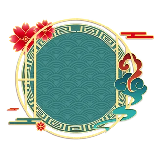 2022新春虎年春节除夕装饰免抠国风浮雕边框素材