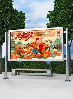 2022新年虎年横版展板海报