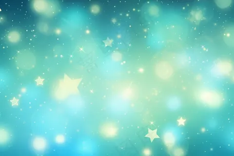 蓝绿色星星形状光圈光斑彩色纹理背景 蓝绿色星星形状光圈光斑彩色纹理背景