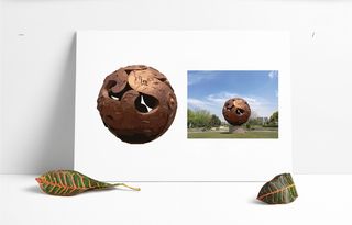 铜陵公园雕塑铜球标志建筑剪影矢量可编辑