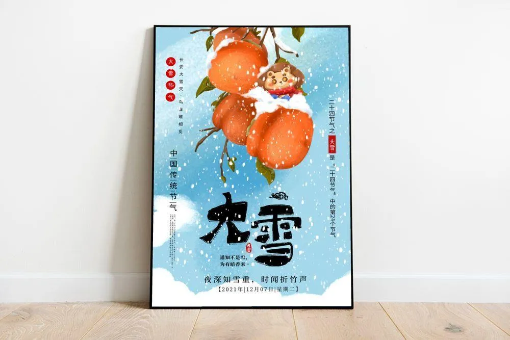 节气大雪海报psd模版下载