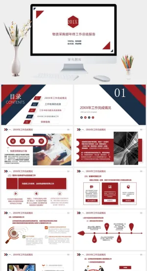 年终物质采购工作总结报告PPT模板预览图