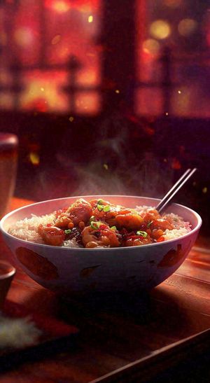 温馨美食盖浇饭排骨饭，中国美食