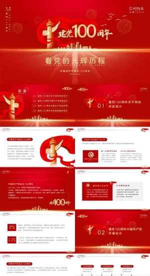 看党的光辉历史建党100周年庆典PPT