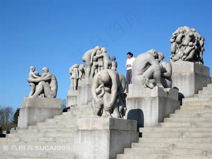 欧洲著名艺术景观挪威首都奥斯陆的维格朗雕塑公图