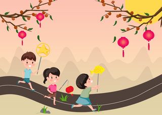 中秋节桃花儿童背景