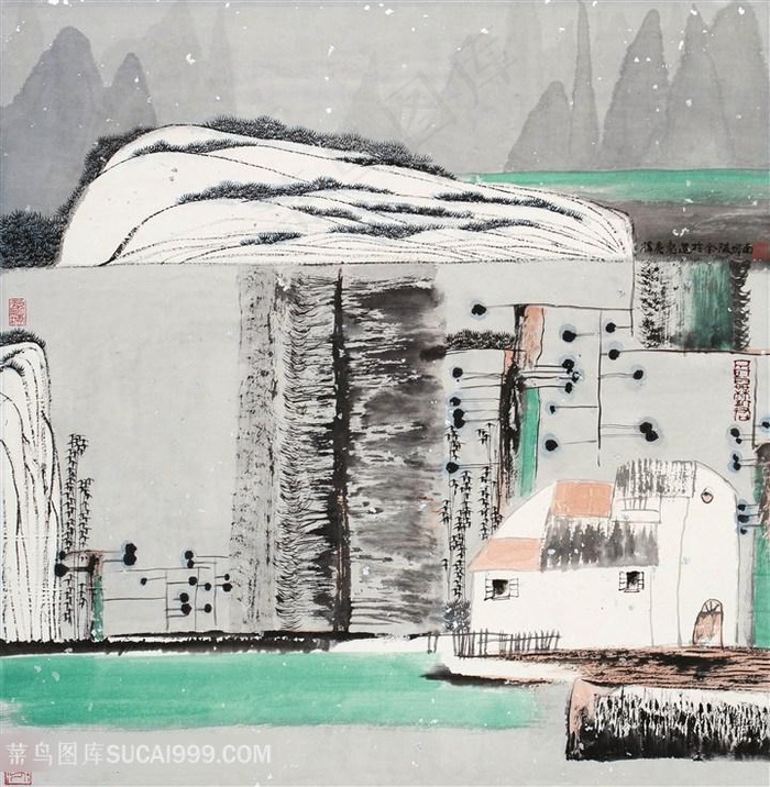 薛亮水墨画唯美山脉风景画艺术挂画