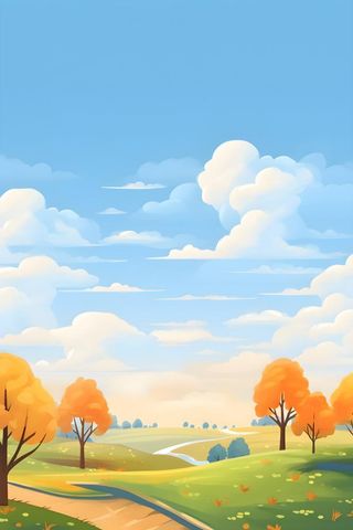 童趣可爱秋景田园背景