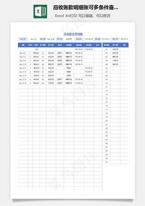 应收账款明细账可多条件查询预览图