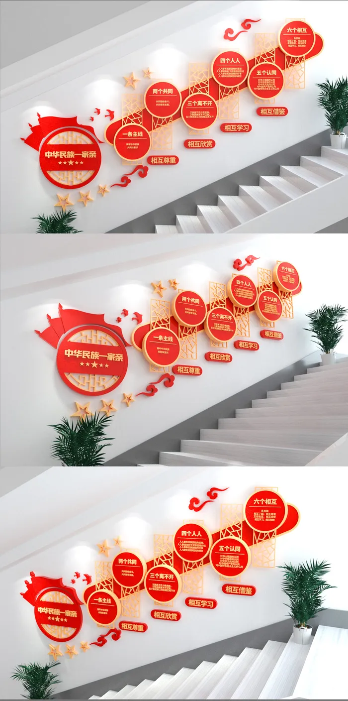 红色简约铸牢中华民族共同体党建文化墙eps,ai矢量模版下载