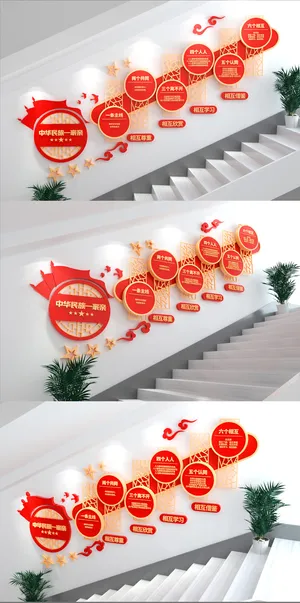 红色简约铸牢中华民族共同体党建文化墙