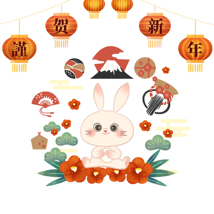 兔年大古2023年挂画psd模版下载