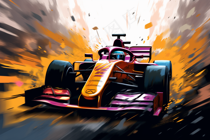 赛车飞驰卡通插画(4032x2688)