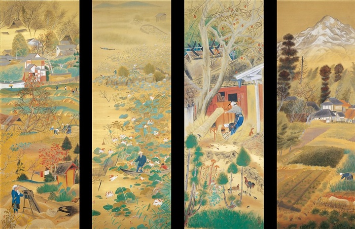 桥本关雪田园风景绘画作品素材