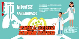 绿色简约肺同寻常结核病防治展板