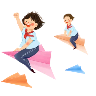 儿童节纸飞机孩子卡通素材
