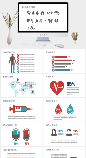 医学医疗图表图标PPT模板