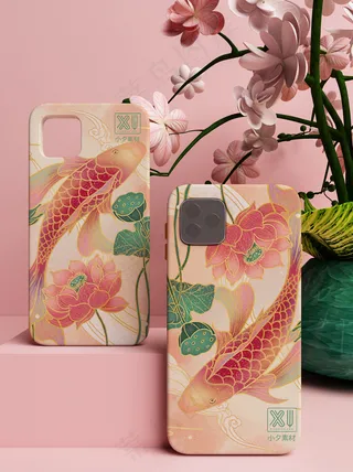 唯美国潮风中式手机外壳智能贴图样机