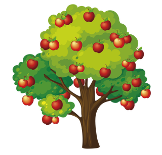 免抠苹果树卡通插画素材