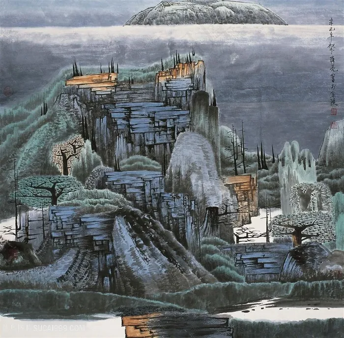 薛亮水墨风景画巍峨山脉高清风景画