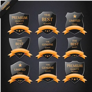 免抠黑色盾牌丝带标签