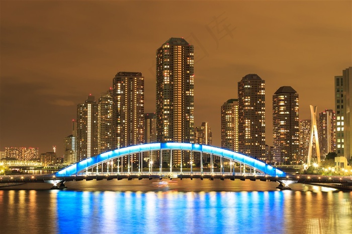 高楼大厦海景风景画