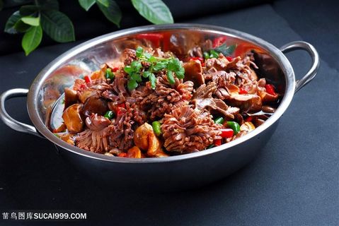 中华美食干锅干锅鸡杂摄影图