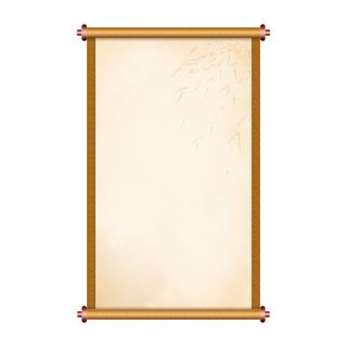 复古中国风卷轴元素手绘画轴文本标题框PSDAI素材模板png免扣图