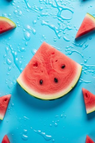 西瓜清新淡蓝色薄荷背景