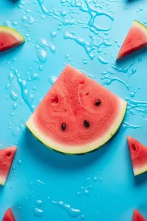 西瓜清新淡蓝色薄荷背景 西瓜清新淡蓝色薄荷背景