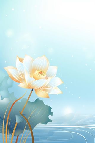 创意清新淡蓝色荷花古风背景