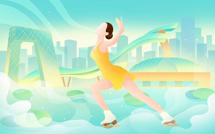 冬奥会花样滑冰插画背景素材