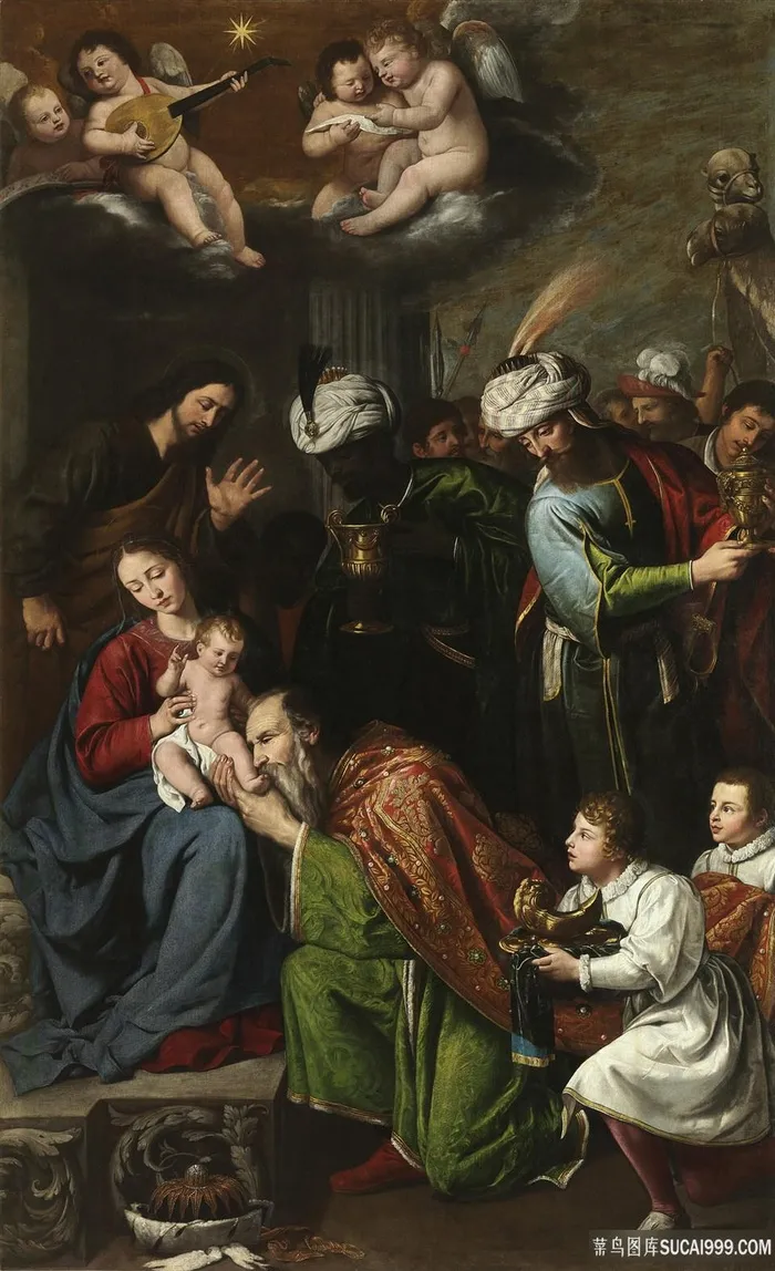 男孩聚集人物油画装饰画油画图片