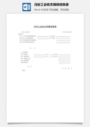 月份工会收支预算结算表预览图