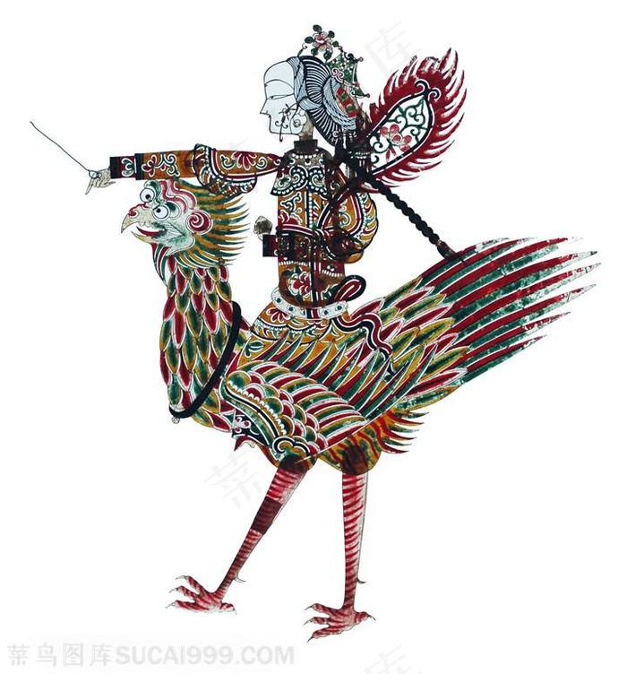 骑着怪鸟皮影戏中国风图片