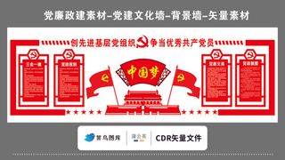 党建文化墙党建素材CDR预览图矢量红色创先进党组织中国梦