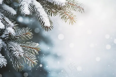 松树上挂满了白霜雾凇摄影图