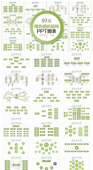 清新绿色商务组织架构PPT图表合集预览图