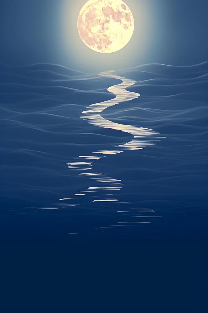 月亮银河水中月光意境背景(2400x3600)