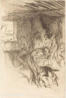 惠斯勒素描乡村房子艺术挂画