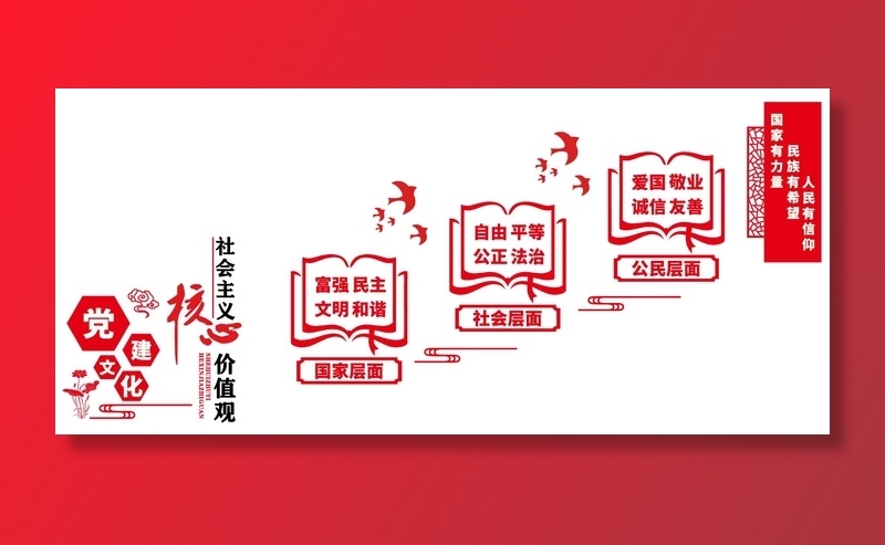 党建文化-核心价值观楼梯eps,ai矢量模版下载
