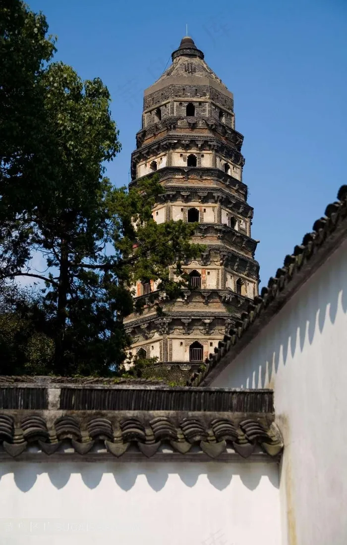 苏州虎丘公园古刹摄影素材