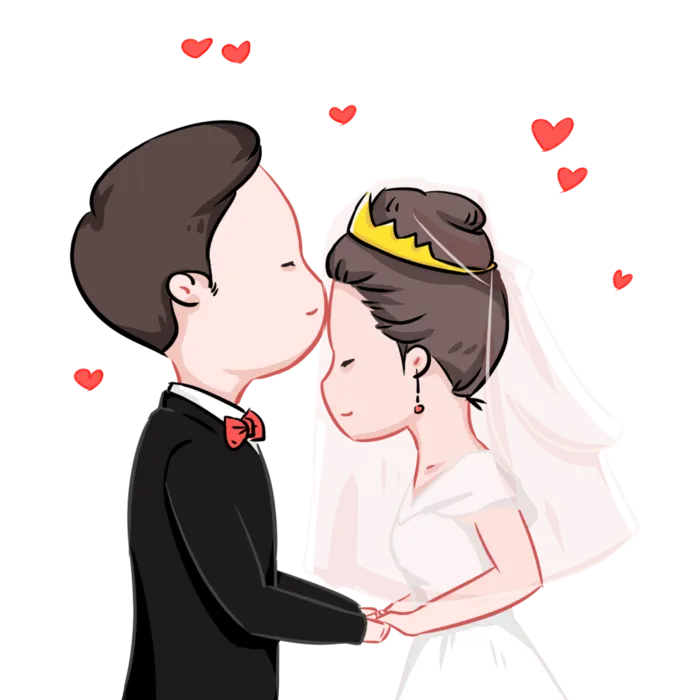 婚纱卡通人物婚礼白纱结婚婚纱摄影手绘