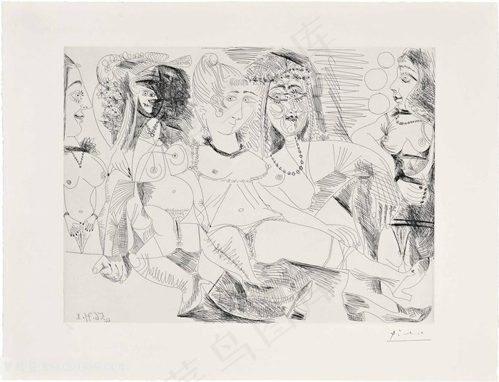 毕加索唯美线条美女插画