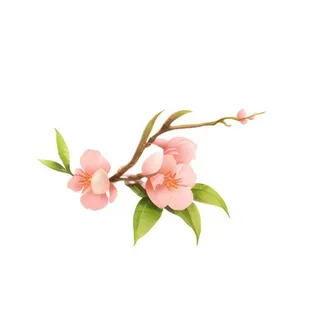 桃花春天树枝免抠