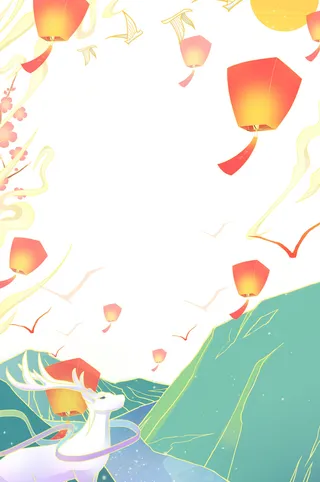 元宵节边框素材元宵节海报设计元素psd分层模板ps中国风背景